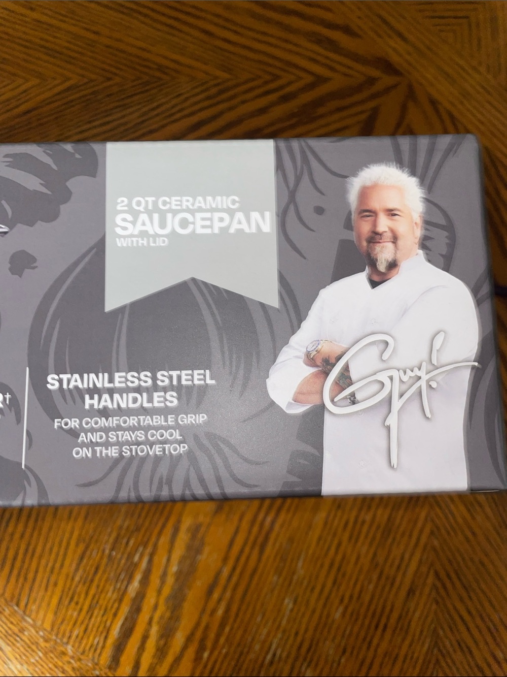 Guy Fieri Flavortown 2QT ceramic saucepan with lid, new in box
